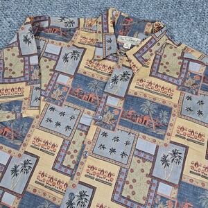 Tori Richard Honolulu Mens XL Hawaiian‎ Shirt Tropical Palm Tree Linen Blend